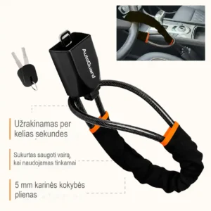 AutoGuard – Matoma mechaninė vairo apsauga nuo automobilio vagystės