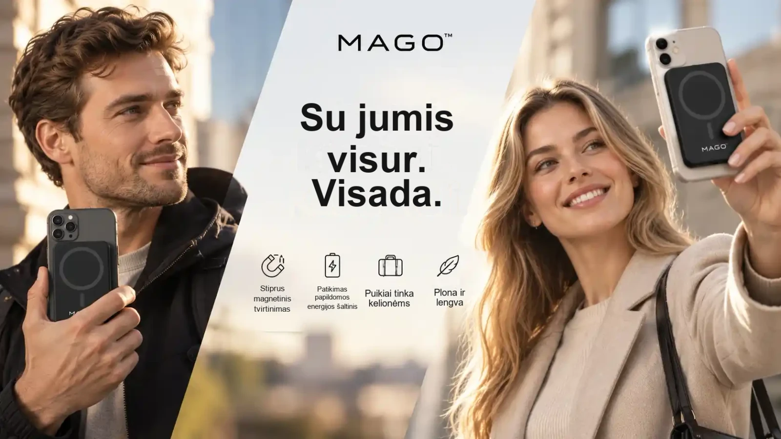 MAGO™ magnetinė belaidė išorinė baterija